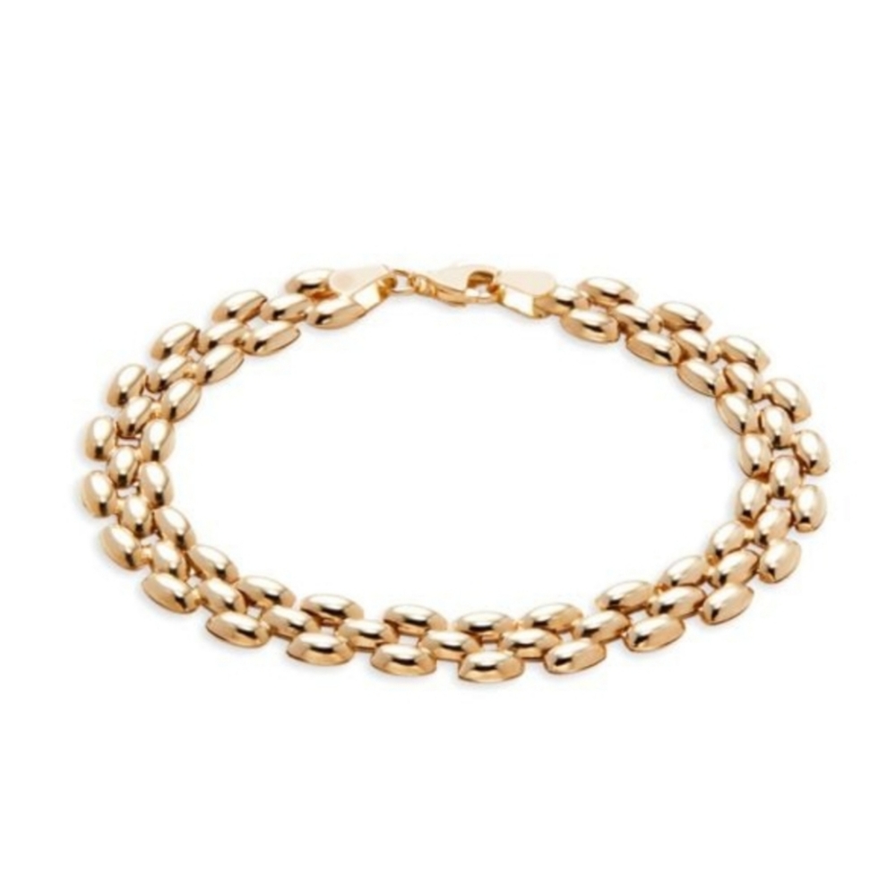 ❤NWT Saks Fifth Avenue 14k Yellow Gold Panther Link Bracelet.🌹